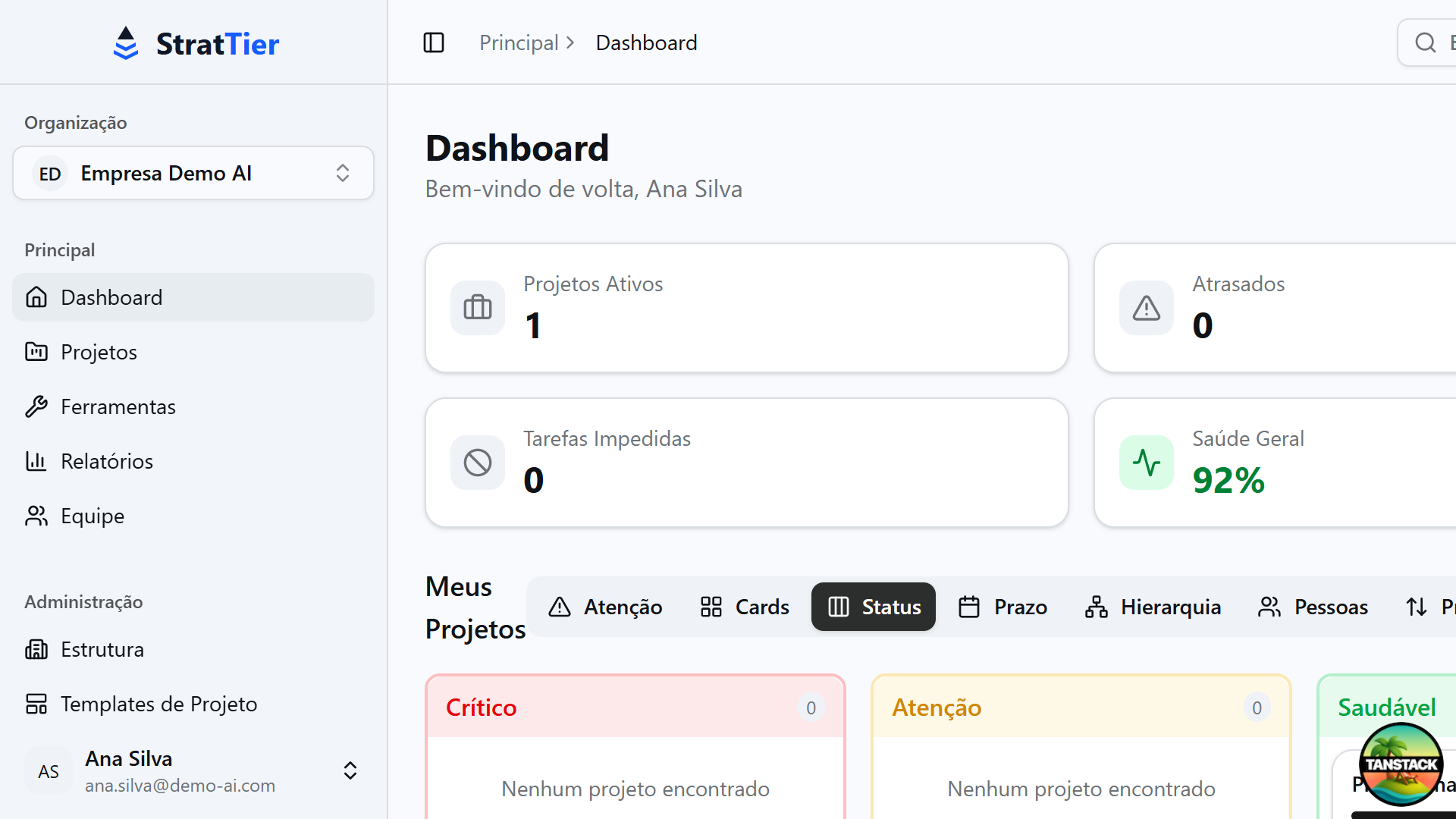 Dashboard status columns view